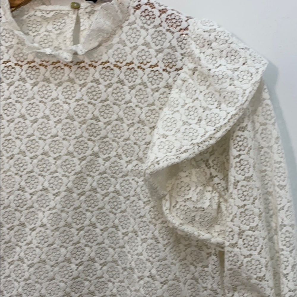 Zara Lace Cream Crop Top - Picture 6 of 15
